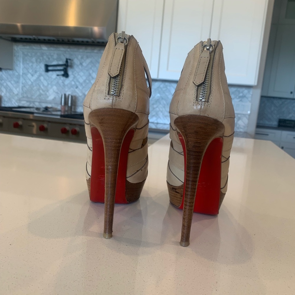 Christian Louboutin Cream and Brown Heels - Picture 6 of 6